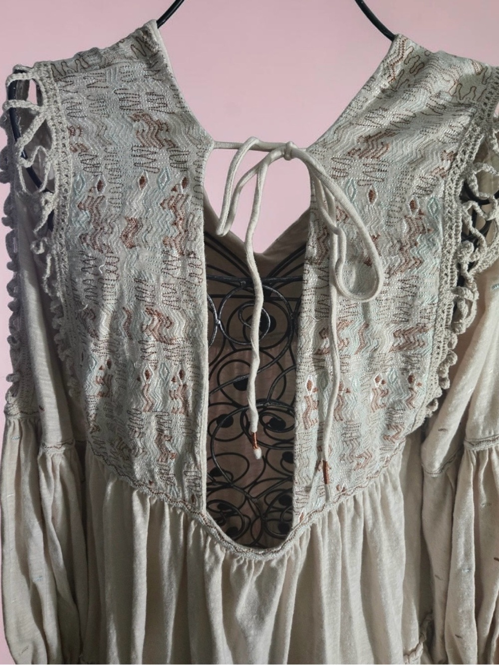 FREE PEOPLE Much Love Embroidered Tunic Dress Boho Mini Size M - Picture 8 of 10
